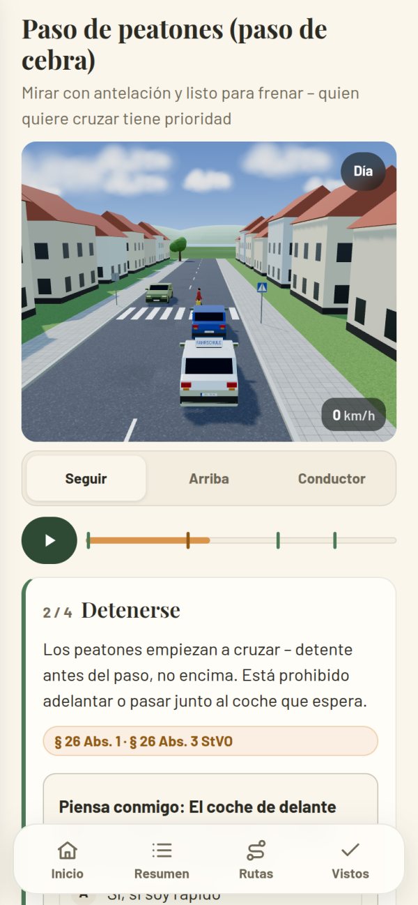 3D-Szene Zebrastreifen mit spanischen Erklärungen