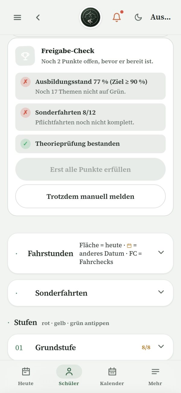 Freigabe-Check: Ausbildungsstand, Sonderfahrten und Theorieprüfung