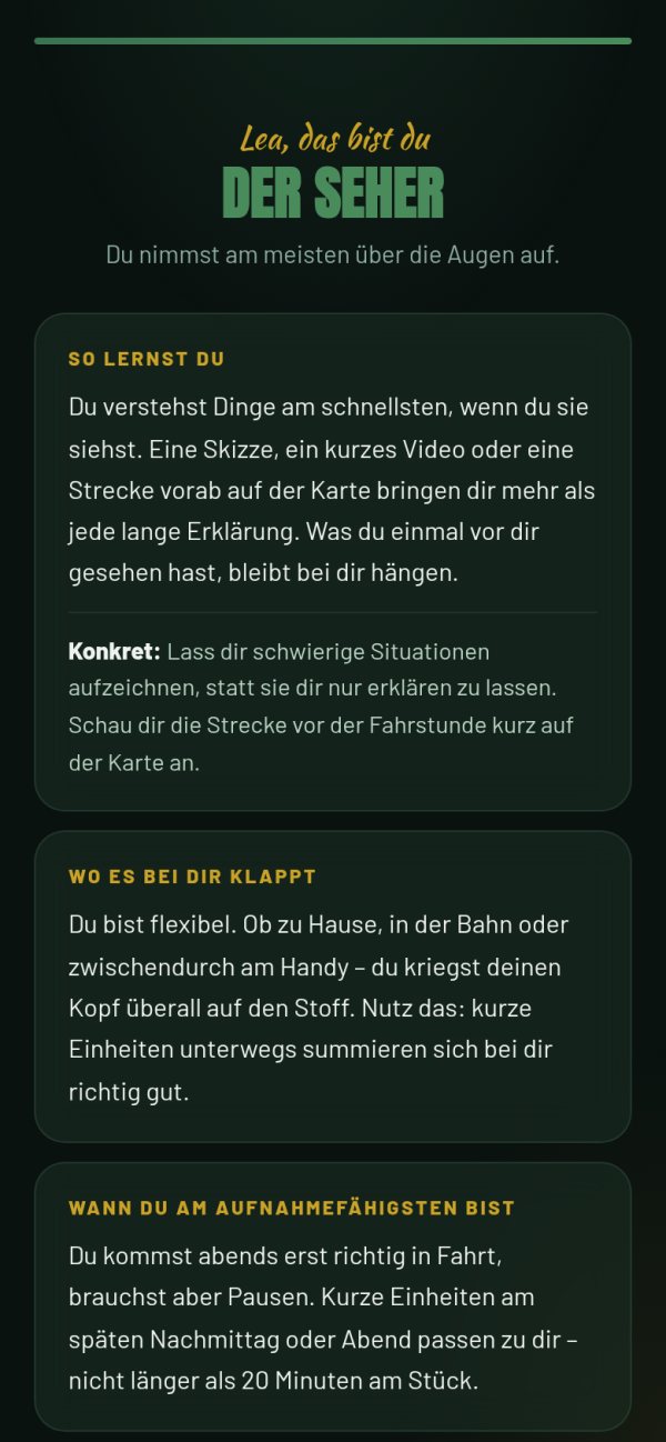 Ergebnis des Lerntyp-Checks: So lernst du, wo es bei dir klappt, wann du am aufnahmefähigsten bist